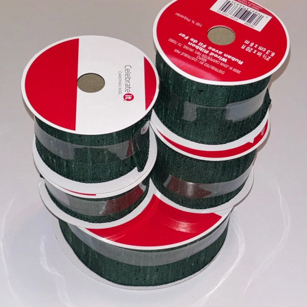 Dark Green Woven Ribbon Spools Forest Green Wired Ribbon Dark Green Ribbon Wide